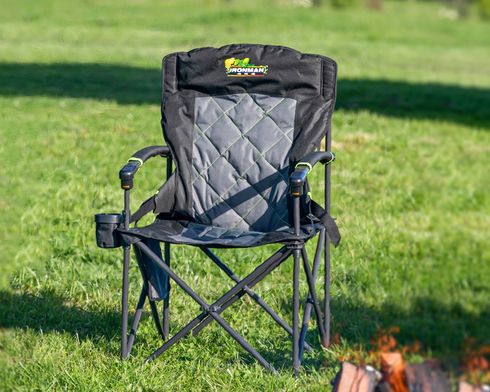 King Hard Arm Camp Chair with Lumbar Support