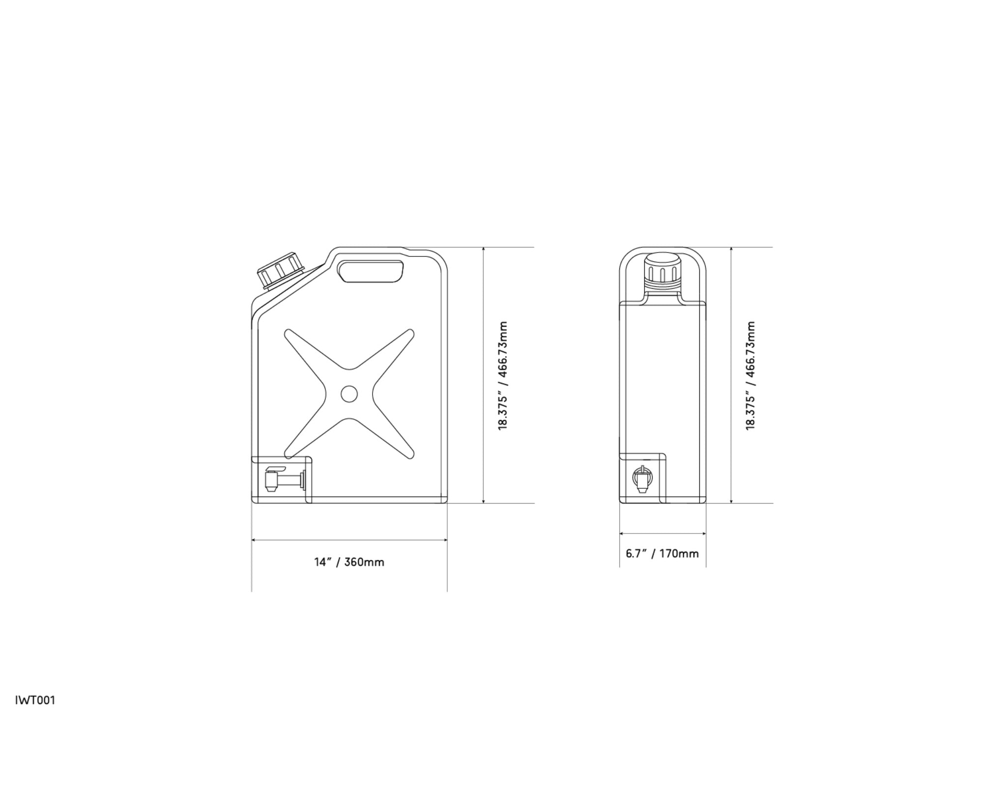 20L Plastic Jerry Can Water Tank - 5 Gal